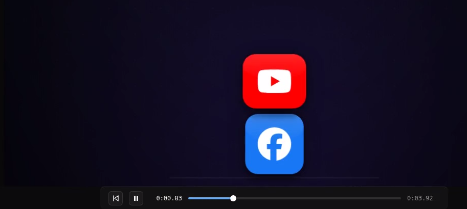 Screenshot showing a Claude Design player panel at the bottom of a rendered video